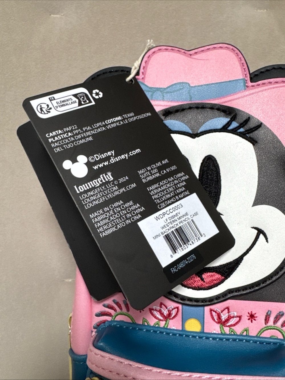 New! Loungefly Disney Western Minnie MINI Backpack Pencil Case NEW WITH TAGS NWT - Picture 4 of 10